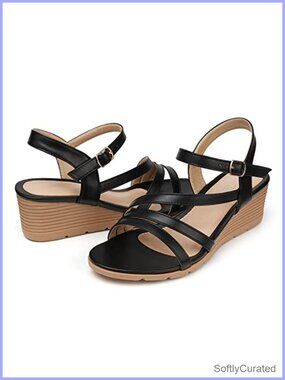 Wedge Sandals Women Dressy Low Heel Comfort Ankle Strap Walking Shoe